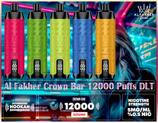 AL FHAKER CROWN BAR DISPOSABLE  DEVICE WITH SOUND (12000 PUFFS)