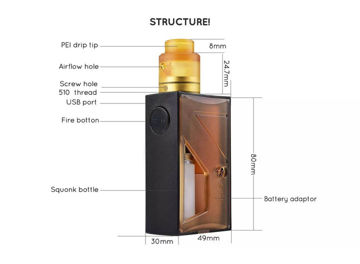 Vapor Storm Raptor Squonk Box Mod Kit - Vape King