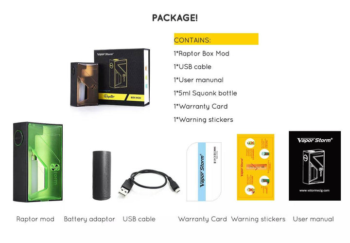 Vapor Storm Raptor Squonk Box Mod Kit - Vape King