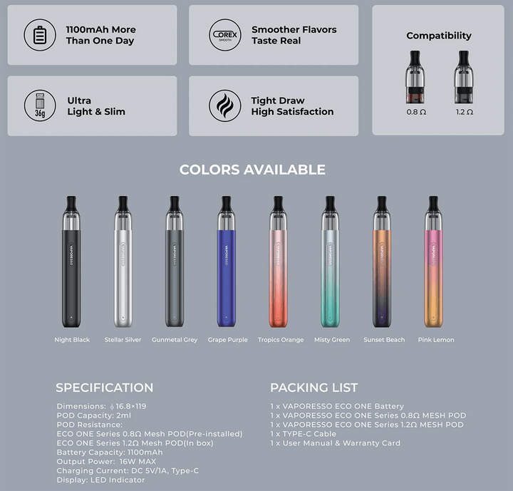 Vaporesso ECO ONE Pod Kit – 1000mAh - Vape King