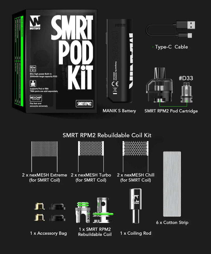 Wotofo SMRT Pod Kit-80W - Vape King